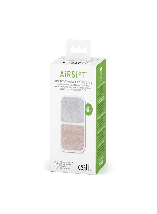 Catit Airsift Dual Action Air Purifier Pad, 6 Pack - Two Media Filter to Keep Litter Box Odors at Bay - Image 1